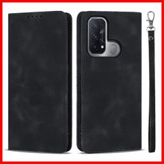 【数量限定】リノ 5 a オッポ ケース A1010P ケース スマホケース CPH2199 A 手帳型 ストラップ 耐衝撃 Reno5 au/docomo 楽天モバイル OPPO マグネット式 カード収納 Ｈａｖａｙａ レザー スエードの質感-ブラック