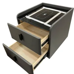 186001 現状品 Yubbuio  充電ステーション・収納付き・調節可能なLEDライト付きのベッドテーブル グレー