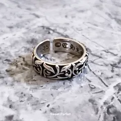 【新品未使用】シルバー925 オープンリング 19号 フローラル【化粧箱付き】メンズ レディース メキシカン ハワイアン　　　CHAC100800032