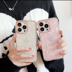 iPhoneケース 人気 女子 かわいい 韓国 シェル ホワイト ピンク ブラック キラキラ おもしろ シンプル おしゃれ 透明 クリア パステル レディース ペア カップル iPhone12 iPhone14
