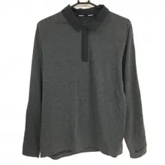 【超美品】ナイキゴルフ 長袖ポロシャツ  杢グレー×ダークグレー 袖ロゴ メンズ XL ゴルフウェア NIKE