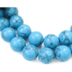 【天然石】ブルーターコイズ ブレスレット用 ビーズ 一連 12mm【約29粒入り】 NS-053