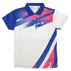 【残りMサイズ】OLIVER(オリバー) レディース REVILO(リバイロ) プリントポロシャツ BC6502-ホワイト×ブルー バドミントン テニス スカッシュ ゲームウェア(331209997) 【メール便発送】