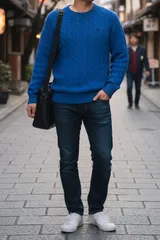 【 大人気 】Polo Ralph Lauren ポロラルフローレン ケーブルニット セーター Crewneck Cable-Knit Sweater インディゴ US M 日本L程度