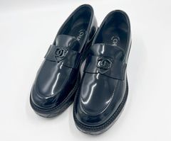 CHANEL シャネル レディース Moccasins モカシン シューズ 靴 Navy Blue ネイビー ブルー シャイニーカーフスキン サイズ：38 24K G46072 B18479 NAADI