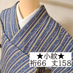 【小紋】裄66 身丈158 袖49　正絹　袷　ブルー系色に縞文様　め27S06　k2527