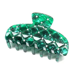 【人気商品】可愛い 韓国 ヘアアクセサリー しっかりとまる ヘアクリップ レディース パール バンスクリップ 1本(10.6*5.4cm クリップ 髪留め グリーン Green) 大きめ QinGoo