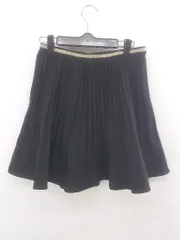 ◇ OLIVE des OLIVE プリーツ加工 テープ ミニ フレア スカート ブラック ベージュ系 レディース E  【1303140023939】