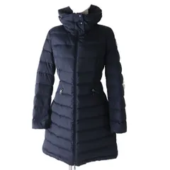 良品◎正規品 MONCLER モンクレール レディース FLAMMETTE フラメッテ ワッペン・フード付き ロングダウンコート ネイビー 0 美シルエットのサムネイル