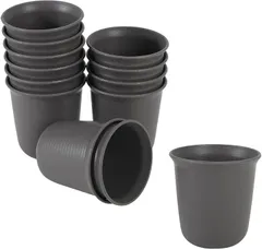 All Bright AllBright ミ二植木鉢 プラスチック 底穴付き 鉢植え ガーデン 多肉植物 サボテン 10点セット(ブラック,  直径8cm 10個セット)