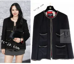 シャネル ジャケット CHANEL ブラック ラマ ウール チェーン トリミング カール・ラガーフェルド作品 超美品 38 40 貴重レア