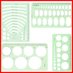 【人気商品】【在庫処分】【特価商品】【在庫セール】【特別セール】テンプレート 定規 円 デザイン定規 三角 丸 楕円 製図用 スピログラフ 製図セット 定規セット (4点セット)