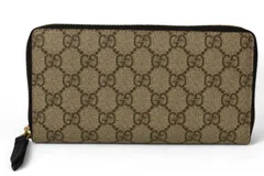 グッチ 財布 GUCCI 長財布/ラウンドファスナー式 GGスプリームキャンバス GGブラウン/ベージュ ブラック 410102【中古】