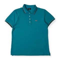 DIESEL ディーゼル ワンポイント 鹿の子 半袖 ポロシャツ M/ターコイズブルー メンズ