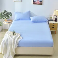 ☆ ライトブルー ☆ 100x200x30cm ☆ ボックスシーツ シングル セミダブル ダブル クイーン ボックスシーツ 寝具 シーツ 布団シーツ ベッド ボックス ベッドシーツ マットレスカバー 丸洗い可能 通気性 吸汗 速乾 柔らかい ゴム付き 着脱簡単のサムネイル
