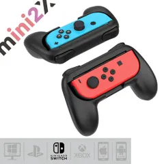 ジョイコン グリップ Nintendo Switch 有機EL 対応 ハンドル Joy-Con ハンドル 持ちやすい グリップ 2個 任天堂 スイッチ マリオメーカー マリオカート スマブラ カバー ハンドル mini2x 対戦 仲良く 友達 どうぶつの森