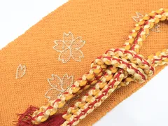 【一輝堂】【着物】和装小物　振袖用　帯締め帯揚げセット　丸組　総絞り　金糸　撚房　桜柄　24w-11582