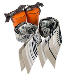 新品未使用 HERMES エルメス Twilly ツイリー マルチカラー ベージュ グレー スカーフ