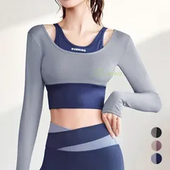 ヨガ トップス カップ付 スポーツウェア 長袖   vii3v497972