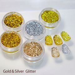 グリッター ネイル ジェルネイル ゴールド 金 シルバー 24 ネイルアート ネイルパーツ 約2g 5種類 linogelplus リノジェルプラス