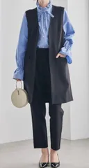 RANAN ラナン　M  ノーカラー ロングジレ セットアップ　パンツ　黒　ブラック セレモニー　フォーマル