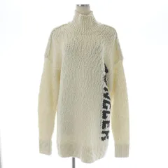 モンクレール MONCLER 21AW logo-intarsia knitted jumper ニット セーター チュニック ハイネック プルオーバー 長袖 ロゴ ウール混 アルパカ混 M アイボリー 黒 ブラック G20939F00008M1280 /SIのサムネイル