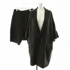 ヨウジヤマモト REGULATION PARADISE W/CHECK R-FRILL SLEEVE セットアップ 上下 ジャケット ショートパンツ ハーフパンツ フリル ウール カシミヤ混 麻 リネン混 2 M カーキのサムネイル