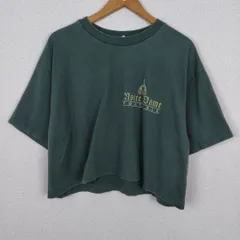 90s Champion チャンピオン Tシャツ カレッジ バックプリント クロップド丈 グリーン レディース 古着 アメカジ