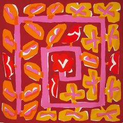 MoMA キース・ヘリング フレーム付ポスター 抽象アート ピンクと緑の