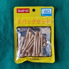 シェルパック ウッドティー 60㎜ ニス 5袋 セット  FIELDNUMBER 30904 メンズ レディス プロ JLPGA アマチュア 方向性 アップ ドラコン ドライバー アイアン ゴルフ