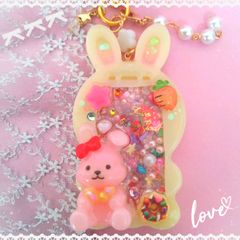 ☆うさチョコ。シャカシャカバッグチャーム、キーホルダー☆　〜バニラ〜