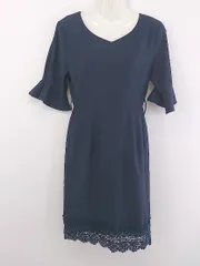 ◇ Roomy's ルーミーズ レース 五分袖 膝丈 ワンピース サイズF ネイビー レディース P  【中古】 【1209060007267】のサムネイル