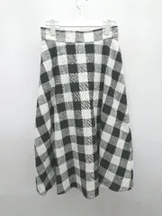 ◇ ⊂ MEW'S REFINED CLOTHES チェック 薄手 膝下丈 フレア スカート サイズ2 ブラック ホワイト レディース P  【1409090033803】