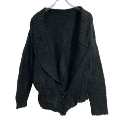 ニット セーター カーディガン レディース M～ ブラック 深Vネック ハンドメイド 古着卸 アメリカ仕入 a701-6571