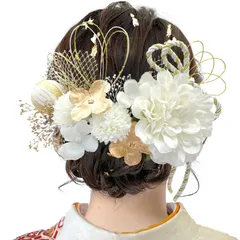 【大人気！】8色展開 ドライフラワー 髪飾り ダリア 造花飾り 和玉 赤 ヘアアクセサリー 成人式 ゴールド 水引 ヘッドパーツ あじさい 振袖 着物 卒業式 七五三 浴衣 袴 結婚式 かすみ草 和装 造花 手作り 専用ケース付き DL020