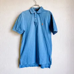 美品✨ ポロ ラルフローレン POLO by RALPH LAUREN ポロシャツ 超美品 イギリス アメカジ ロゴ刺繍 カジュアル ポニー 90年代 アメリカトラッド ワンポイント シェルボタン スリット  ヴィンテージ ブルー ユニセックス