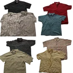 古着卸 まとめ売り チェック柄 半袖シャツ 9枚セット (メンズ XL ) ラウンドカット ボックスカット マドラスチェック 中古 古着 MZ8345