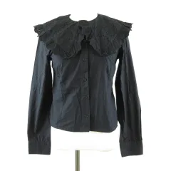 エイチ&エム H&M シャツ ブラウス 長袖 刺繍 レース 黒 XS *T492