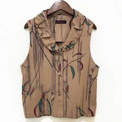 #snc シセンドウ 詩仙堂 BY HITOSHI ベスト・ジレ ベージュ系 黒 赤 ちりめん 柄 レディース [951698]