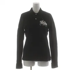 ラルフローレン RALPH LAUREN THE SKINNY POLO ポロシャツ カットソー 鹿の子 ロゴ ワンポイント 長袖 M 黒 ブラック /FQ