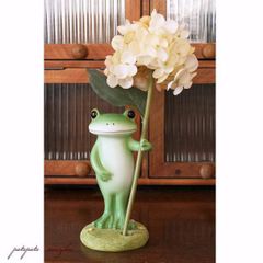 コポー  Copeau  オブジェ 置物  花を持つカエル アジサイ 紫陽花 　ミニチュア  ダイカイ  ディスプレイ カエル 小物 雑貨　パタパタ民族