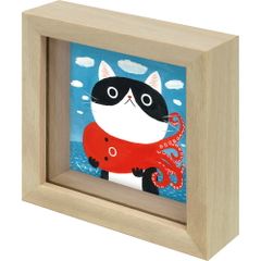 絵画 糸井忠晴 ミニミニボックスフレーム「幸」 かわいい 猫の絵 アートフレーム 額入り 小さい絵 キャット 壁掛け 卓上 インテリア プレゼント ギフト Cat リビング 玄関 子ども部屋 贈り物 Sサイズ