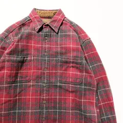 90's 00's JCペニー セントジョンズベイ コットン ヘビーネル シャツ (M) 濃赤 チェック フランネルシャツ 旧タグ オールド ST.JOHN'S BAY アメリカ古着 USED  ビンテージ ヴィンテージ