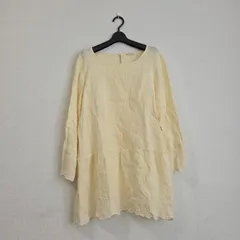 Samansa Mos2 リネン100％ 麻 チュニック イエロー 黄色 Mサイズ ナチュラル キレイめ 春夏秋