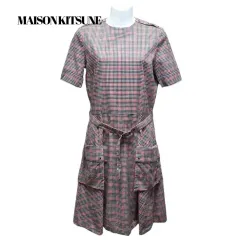 美品　メゾンキツネ　ハイネック　ワッフルニット　長袖膝丈ワンピース　総柄 2025年最新】MAISON KITSUNE レディース ひざ丈ワンピースの人気