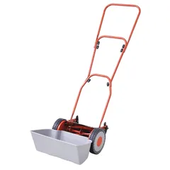 KKM-200 レッド 除草 雑草 手押し 省エネ 節電 工具不要 簡単組立 5枚刃リール 高さ2段階調整 刈込高さ5段階調節 刈込幅200mm 手動芝刈機 [山善]