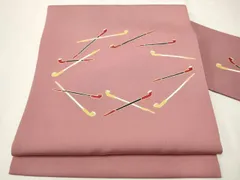 平和屋着物●塩瀬　九寸名古屋帯　刺繍　器物文　金彩　正絹　逸品　CAAT8086hy