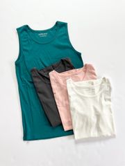オーガニックコットンタンクトップ 　　　　white/pink/turquoise green/charcoal