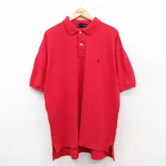 XL/古着 ノーティカ 半袖 ブランド ポロ シャツ メンズ 90s ワンポイントロゴ 鹿の子 大きいサイズ ロング丈 コットン 赤 レッド 25jun28 