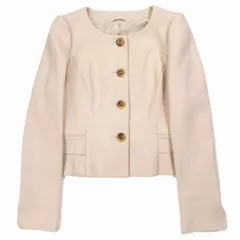 ANAYI アナイ ノーカラー ティアード ジャケット ブレザー ウール 上着 サイズ36 S ベージュ レディース 【中古】